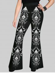 Gothic Flower Branch Tassel Print Flare Pants -  