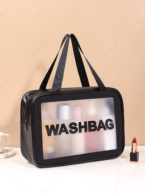Fancy Women's Daily Travel Semi-sheer Clear Storage Makeup Cosmetic Toiletry Wash Bag  