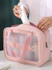 Women's Daily Travel Semi-sheer Clear Storage Makeup Cosmetic Toiletry Wash Bag -  