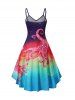 Robe Mi-Longue à Bretelle Fine Ajustable à Imprimé Pieuvre Haute Basse - Multi L