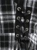 Chemise Plissée Asymétrique à Carreaux avec Bouton de Grande Taille à Col Revers - Noir M | US 10