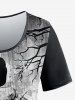 Plus Size Eagle Tree Branch Ink Painting Printed Short Sleeves T-shirt -  
