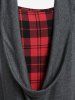 Plus Size Ruched Plaid Patchwork T-shirt -  
