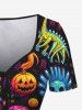 Robe D'Halloween Gothique Dinosaure Citrouille Colorée Crâne Imprimés - Multi-A L