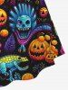 Robe D'Halloween Gothique Dinosaure Citrouille Colorée Crâne Imprimés - Multi-A 2X