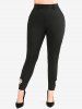 Plus Size Heart Shaped Faux Rhinestone Glitter Pockets Skinny Leggings -  