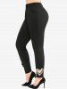 Plus Size Heart Shaped Faux Rhinestone Glitter Pockets Skinny Leggings -  