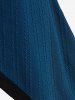 Plus Size Textured Buttons Asymmetrical Hooded Sweater - Bleu profond 3X | US 22-24