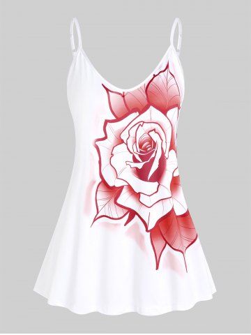 Plus Size & Curve Floral Print Peplum Cami Top - WHITE - 2XL