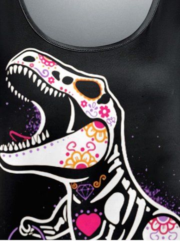 Plus Size Cartoon Dinosaur Skeleton Heart Pumpkin Print Halloween T-shirt