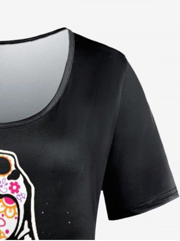 Plus Size Cartoon Dinosaur Skeleton Heart Pumpkin Print Halloween T-shirt