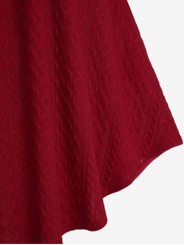 Plus Size Lace Up Fluff Collar Grommets Sweater Dress