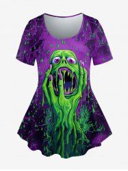 Gothic Monster Palm Rainy Print Short Sleeves T-shirt -  