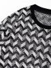 Men's Daily Zig Zag Stripes Openwork Design Pointelle Crew Neck Long Sleeve Knitwear -  