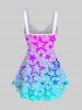 Plus Size Pentagram Glitter Sparkling Print Cinched Ombre Tank Top -  