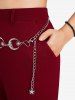 Plus Size Ribbed Pocket Star Moon Chain Wide Leg Pants -  