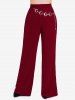 Pantalon Côtelé Lune Etoile à Jambe Large de Grande Taille avec Poche - Rouge foncé M | US 10