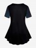 Plus Size Wizard Skeleton Castle Hat Printed Halloween T-shirt -  