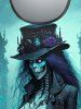 Plus Size Wizard Skeleton Castle Hat Printed Halloween T-shirt -  