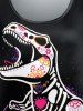 Plus Size Cartoon Dinosaur Skeleton Heart Pumpkin Print Halloween T-shirt -  