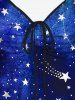 Plus Size Galaxy Star Glitter Print Cinched Tank Top -  