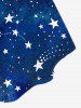 Plus Size Galaxy Star Glitter Print Cinched Tank Top -  