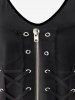 Plus Size Grommets Lace Up Zipper 3D Print Cami Top (Adjustable Shoulder Strap) -  