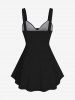 Plus Size Hook and Eye Floral Lace 3D Print Cinched Tank Top -  