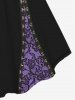 Plus Size Hook and Eye Floral Lace 3D Print Cinched Tank Top -  