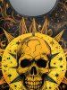 Gothic Sun Skull Divination Glitter Print Short Sleeves T-shirt -  