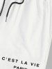 Letter C'EST LA VIE PARIS Graphic Printed Drawstring Shorts -  