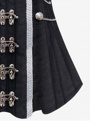 Plus Size 3D Buckle Chains Print Cold Shoulder T-shirt