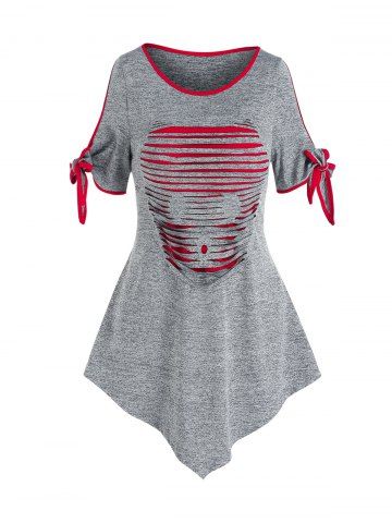 T-shirt Chiné Noué Déchiré - LIGHT GRAY - L