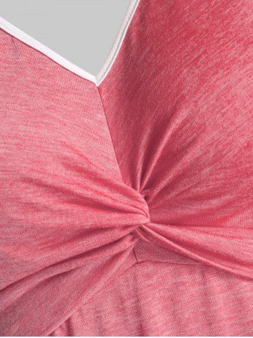 Twist Front Pointed Hem Contrast Flare Tank Top