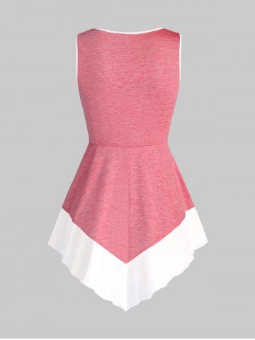 Twist Front Pointed Hem Contrast Flare Tank Top