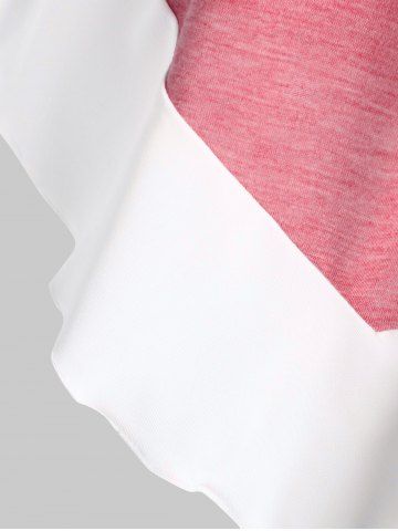 Twist Front Pointed Hem Contrast Flare Tank Top