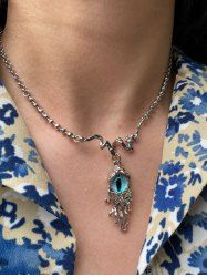Fashion Blue Eye Octopus Twist Round Beaded Pendant Necklace -  