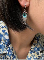 Boucles D'Oreilles Pendantes en Forme D'Œil de Poulpe en Bleu - Argent 
