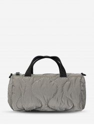 Sac à Main Matelassé en Couleur Unie Cousu Design en Haut pour Femme - Nuage Gris 