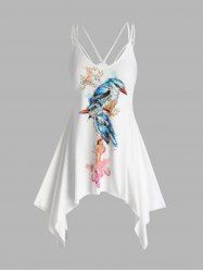 Asymmetrical Parrot Print Cami Short Dress -  