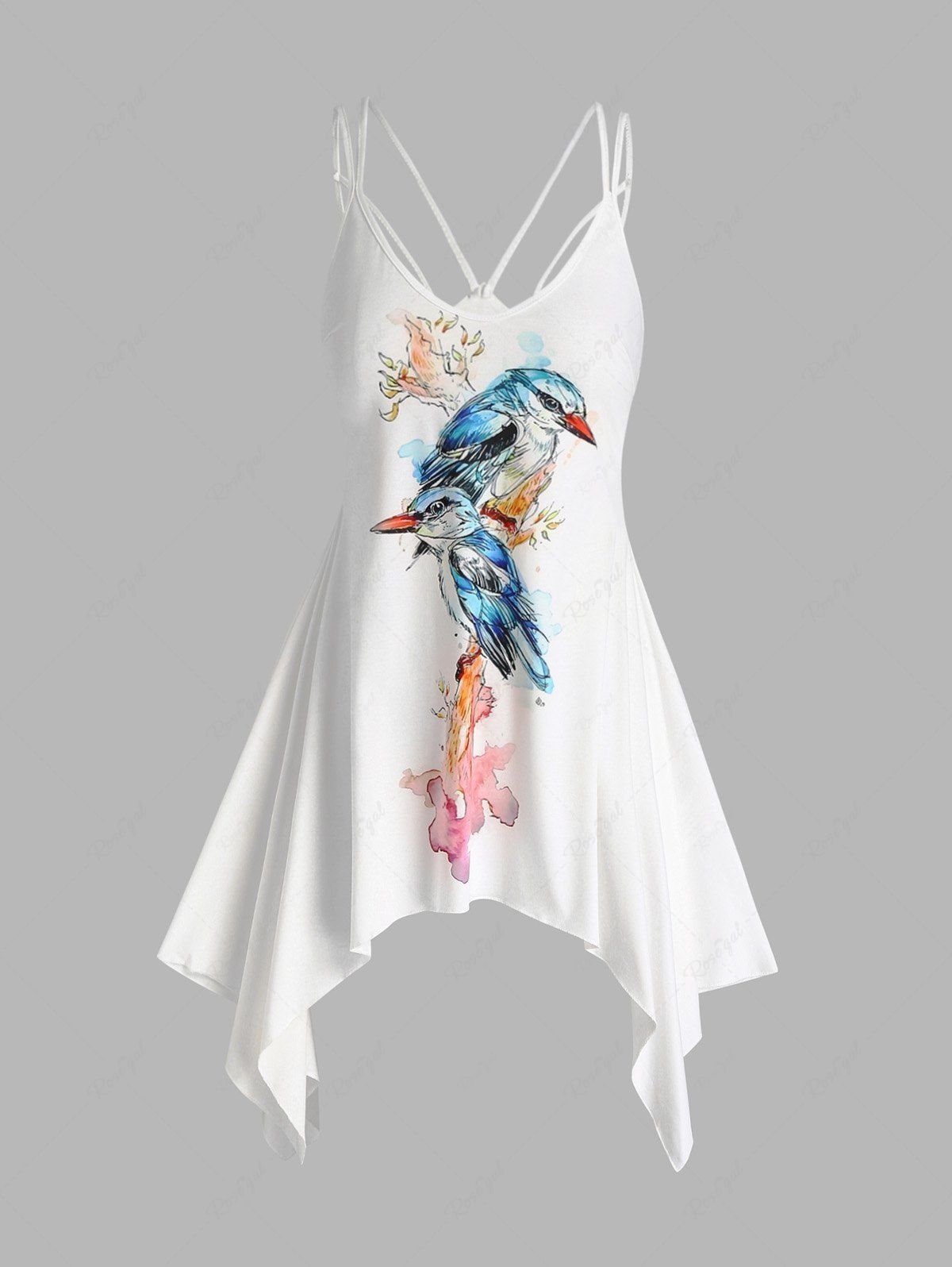 New Asymmetrical Parrot Print Cami Short Dress  