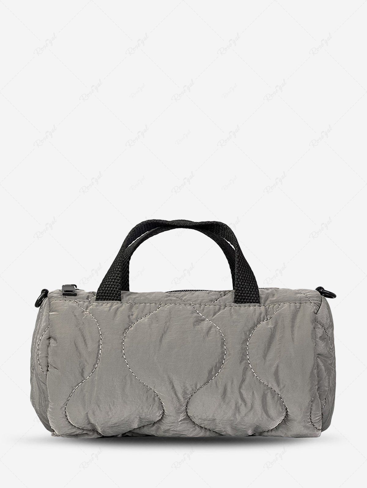 Sac à Main Matelassé en Couleur Unie Cousu Design en Haut pour Femme Nuage Gris 