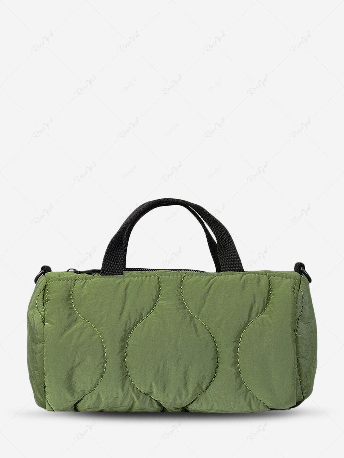 Latest Women's Daily Solid Color Topstitching Quilted Padded Puffer Design Top Handle Cylinder Pillow Shape Shoulder Bag  