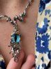 Fashion Blue Eye Octopus Twist Round Beaded Pendant Necklace -  