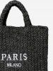 Women's Beach Vacation Letter Embroidered Design Straw Raffia Basket Tote Bag -  