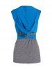 Ensemble de Haut Court à Capuche Croisé sans Manches et de Camisole à Bretelle Fine - Bleu L