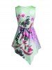 Butterfly and Flower Print Plunge Neck Asymmetric Tank Top -  