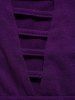 Plain Color Tied Ladder Cut Out Overlay Cold Shoulder High Waisted A Line Mini Hooded Dress -  