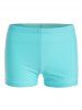 Modest Geometric Lace Hollow Out Cinched Shoulder High Waisted Boyshorts Tankini Swimsuit -  