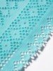 Modest Geometric Lace Hollow Out Cinched Shoulder High Waisted Boyshorts Tankini Swimsuit -  